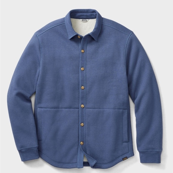 Duluth Trading Shirt Jacket Mens Size M Fleece Lined Blue Button Burly Shacket - Picture 1 of 15